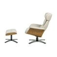 thumbnail image 6 of Jennifer Taylor Home Jovan 31.5" Mid-Century Modern Genuine Leather Recliner Lounge Chair & Ottoman Set, Pastel Beige Leather, 6 of 7
