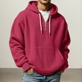 thumbnail image 2 of Telankuip Mens Waffle Quarter Zipper Hoodies Soft Cozy Solid Color Loose Hooded Sweatshirts Long Sleeve Drop Shoulder Oversized Drawstring Pullover Tops with Pockets Hot Pink XL, 2 of 5