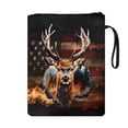 thumbnail image 2 of HELLHERO Book Sleeve Protector Pouch with Handle Polyester Fabric Book Sleeve Protector with Waterproof for Textbooks Book Storage Bag, American Flag Deer, 2 of 8