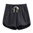 thumbnail image 4 of Lenpel Women's Summer Shorts Elastic High Waisted Drawstring Textured Knit Lounge Shorts Soft Casual Shorts with Pockets, 4 of 4