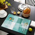 thumbnail image 3 of Green Geometric Placemats Set of 4, Watercolor Ombre Modern Abstract Art Placemats for Dining Table, Place Mats for Kitchen Tabletop, Waterproof Wipeable Dining Table Mats Set, 3 of 9