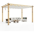 thumbnail image 6 of EastVita 10x10 Ft Outdoor Retractable Pergola with Sun Shade Canopy,Heavy-Duty Canopy Pergola Kits ,Wood Grain Metal Patio Gazebo for Garden,Porch Beach,Grape Trellis, 6 of 8