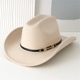 thumbnail image 4 of RUINIXCW Western Cowboy Hat for Men Women Cowgirl Hat Classic Felt Roll Up Fedora Hat with Buckle Belt Wide Brim Jazz Hat Themed Party Cap Wedding Party Costume, 4 of 8