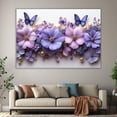 thumbnail image 6 of Mudket Purple Flower & Butterfly with Pearl Canvas Wall Art, Floral Wall Decor, Framed Ready to Hang Botanical Artwork for Living Room Bedroom Bathroom - 12"L x 8"W, 6 of 10