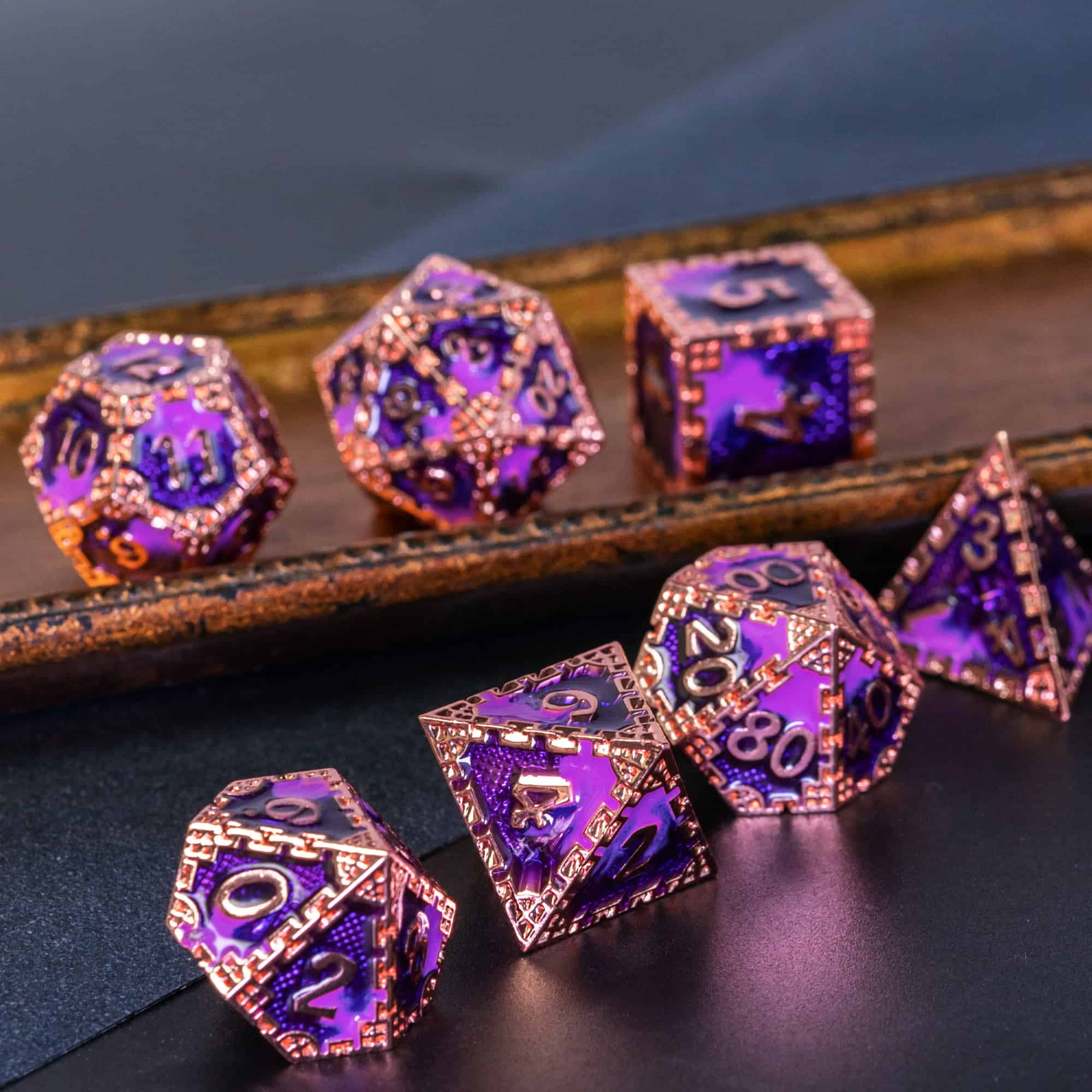 Cusdie Metal Dice Set, 7 Pcs DND Metal Dice, Dragon Scale Polyhedral Dice Set, for Role Playing Game D&D Dice MTG Pathfinder