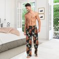 thumbnail image 2 of Men's Pajama Pants with Pockets Sleepwear Lounge Pants Stretch Casual Dragon Flower Chinese, 2 of 6