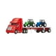 thumbnail image 3 of Wheel Master Camión de juguete modelo fundido a presión Red Peterbilt 387 Remolque de tractor de plataforma plana con 2 tractores agrícolas que abren puertas Escala interactiva 1:32, 3 of 5