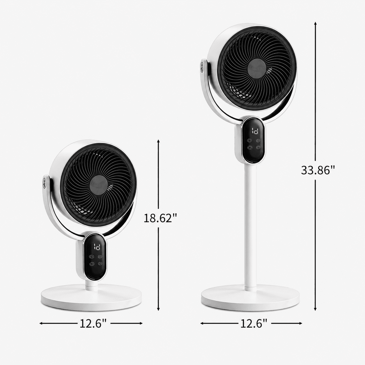 Alvantor 2-in-1 Convertible Desk & Floor Fan, with Remote Control, 3 Speeds, 12H Timer, Black & White