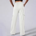 thumbnail image 4 of Pantalones deportivos de cintura alta y pierna ancha con bolsillos para mujer: pantalones joggers informales y prácticos para ropa deportiva, tejido Dacron, 4 of 4
