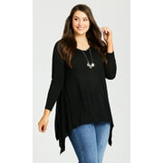 AVENUE Womens Plus Size Ariel Tunic Sweater V-Neck Long Sleeve With Ribbed Knit Cuffs
