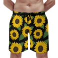 thumbnail image 1 of Summer Board Shorts Yellow Sunflower Flowers Print Graphic Board Short Pants Classic Quick Drying Swim Trunks, 1 of 5