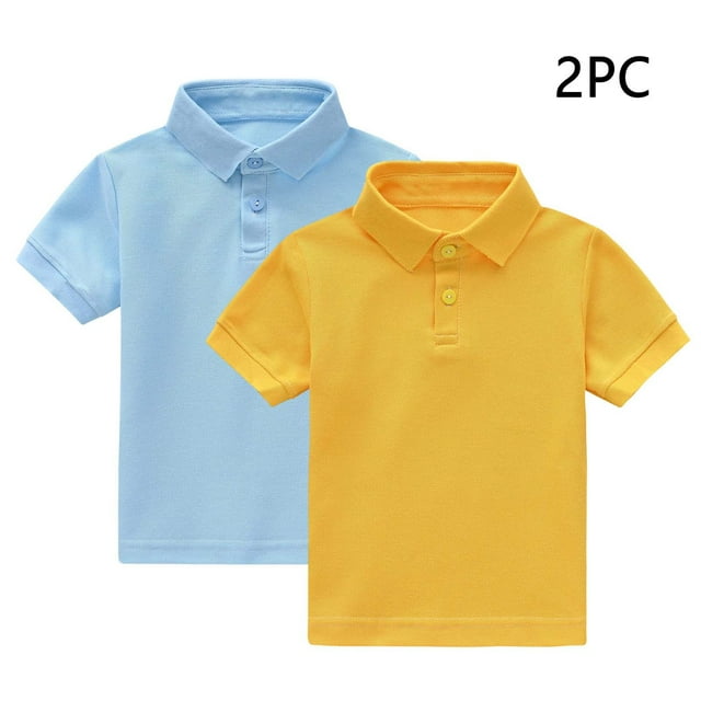 YUNAFFT Polos Décontractés pour Garçons et Filles Été Couleur Unie Manches Courtes Col Rond Lot de 2 Style Classique Décontracté