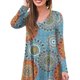 thumbnail image 2 of Top De Manga Larga, Camiseta Femenina Estampado Floral Lavable A Máquina Cómodo Transpirable Para La Oficina Para El Hogar Fyydes Sol Azul M, 2 of 5