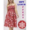 thumbnail image 2 of LA LEELA Women's Beach A line Slit Mini Dress Ruched Tube Top Evening Party Short Strapless Casual Christmas Tree Dress for Women L-XL Red Snowflakes, 2 of 5