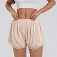 thumbnail image 6 of WHEANG Womens Shorts Lace Satin Safety Shorts Summer Thin Anti-Roll Slip Shorts Stretchy Seamless Underdress Shorts Reusable Casual Loungewear Short Leggings for Summer Dress Size M Beige, 6 of 6
