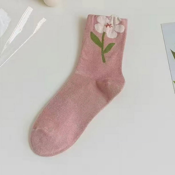 Zhuge 3 pares de calcetines finos de algodón para mujer, calcetines de algodón suave para mujer por encima del tobillo (rosa)