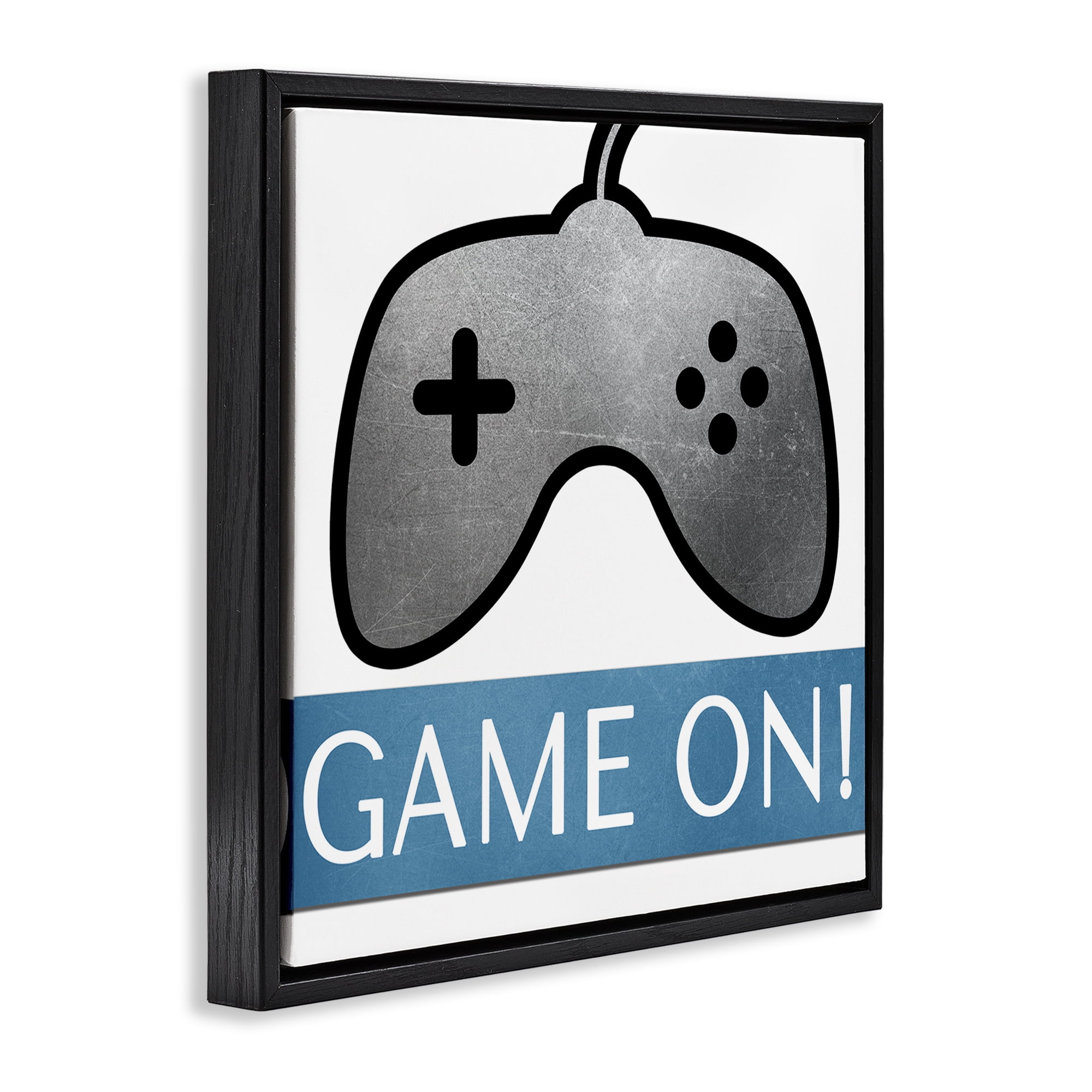 Stupell Industries Game On Controller Entertainment Painting Black Floater Framed Canvas Art Print Wall Art, 18 x 18