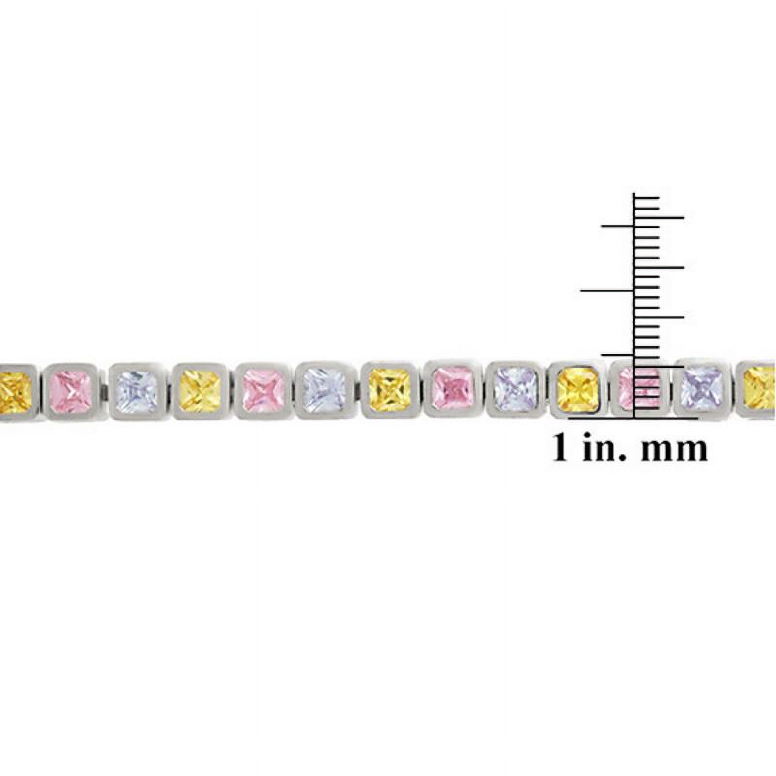 Sterling Silver Multi Color CZ Square Tennis Bracelet