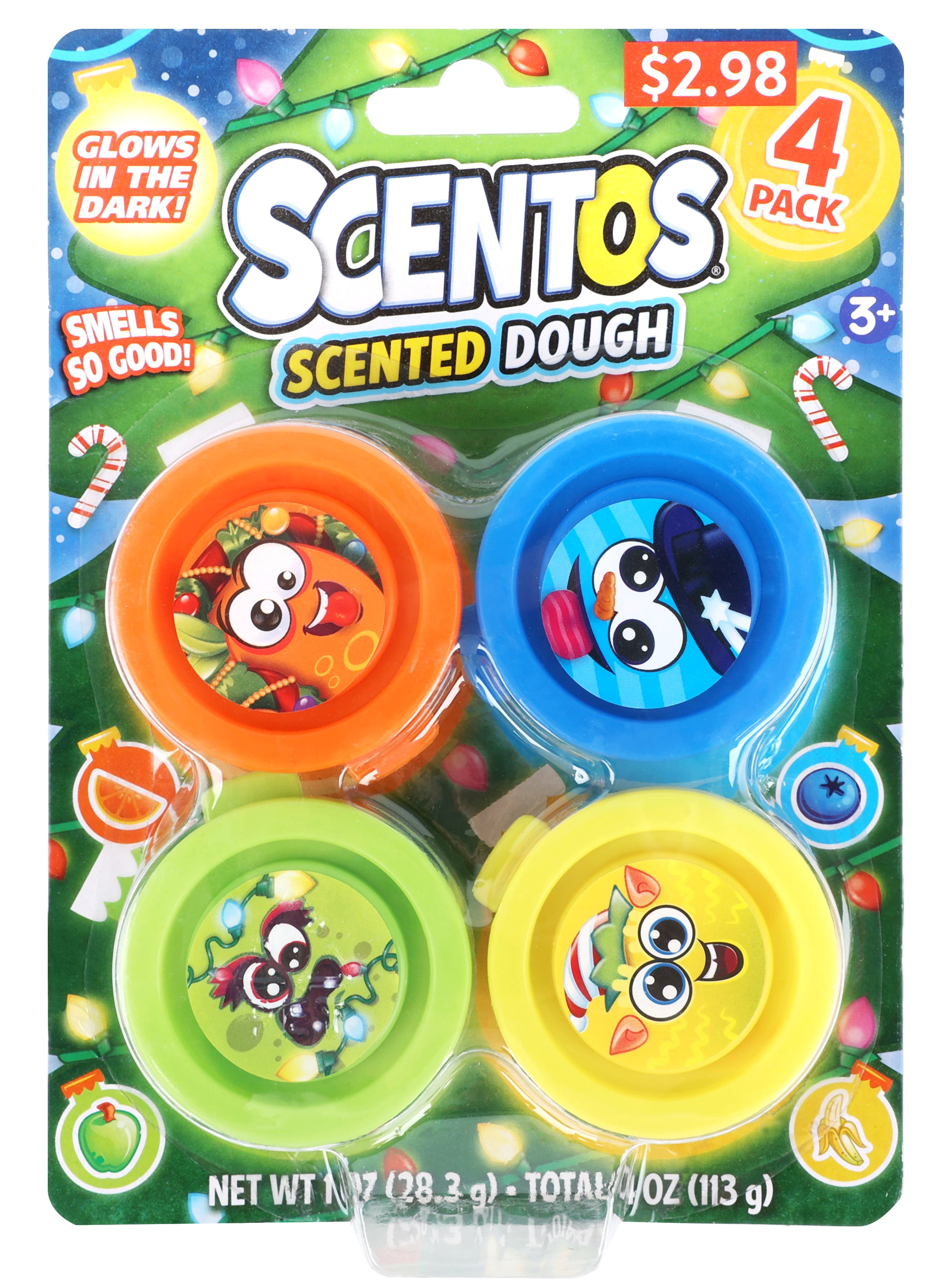 Scentos Scented Glow in the Dark Slime in 4ct 1oz Christmas Themed Tubs Great Stocking Stuffer 3+