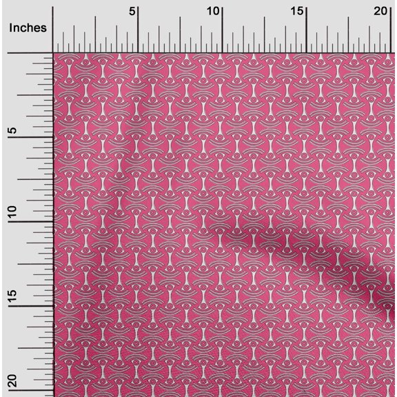 oneOone Silk Tabby Fabric Curve & Circle Block Printed Craft Fabric BTY 42 Inch Wide
