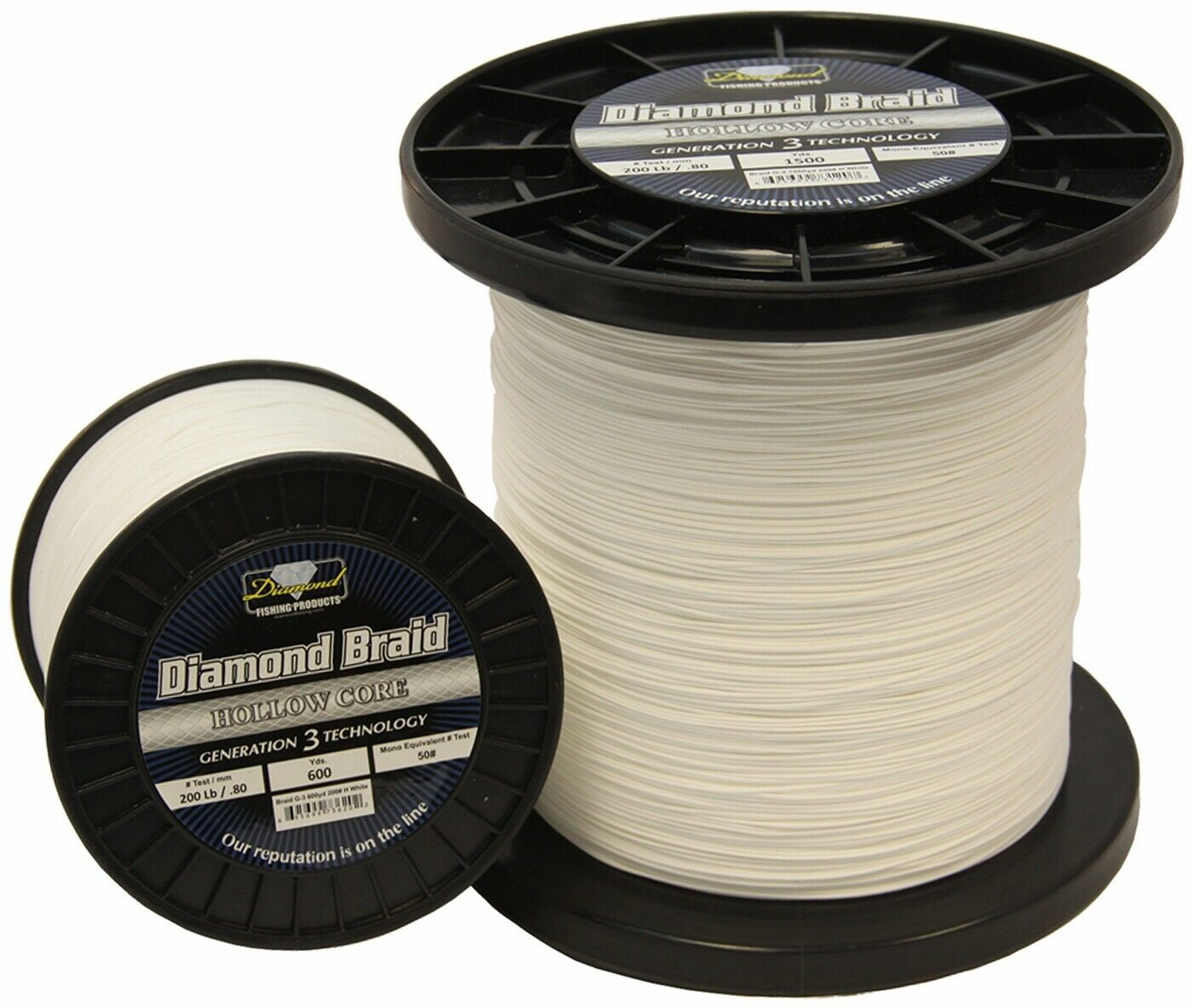 Momoi Diamond Braid Generation III Hollow Core, 130lb, 1500yd, White ...
