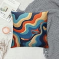 thumbnail image 2 of COMIO  Blue Orange Yellow Red Abstract Swirls Throw Pillow Covers Decor,Vingtage Retro 60s 70s Pillows Party Sofa Living Wall Room Bathroom kitchen Decor Cozy Square Cushion Decorations., 2 of 5