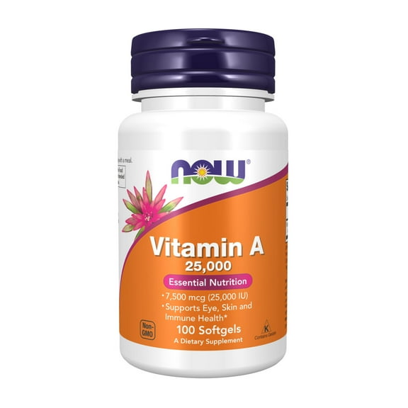 NOW Supplements, Vitamin A (Fish Liver Oil) 25,000 IU, Essential Nutrition, 100 Softgels