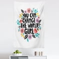 thumbnail image 1 of Feminist Tapestry, You Can Change the World Girl Lettering with Flower Petals Inspiration, Fabric Wall Hanging Decor for Bedroom Living Room Dorm, 5 Sizes, White and Multicolor, by Ambesonne, 1 of 1