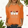 thumbnail image 2 of Womens Tops Workout Shirts Christmas 3/4 Sleeve Print Crewneck Ladies Holiday Season Fall Clothes for Women Tees Blouses Orange Size 2XL, 2 of 4