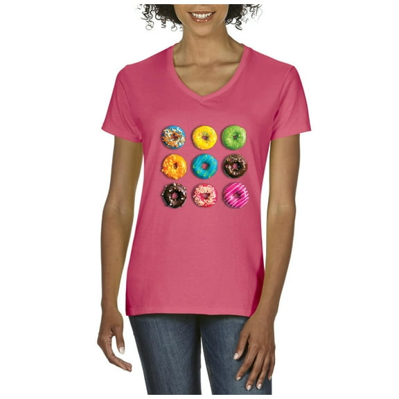 Normal is Boring - Women's T-Shirt V-Neck Short Sleeve, up to Women Size 3XL - Love Food Donuts Doughnuts