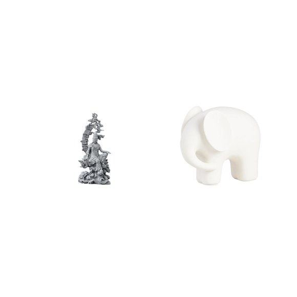 Tnarru Guan Yin Kuanyin Figurine Crafts Gifts Feng Shui Buddhist Decoration Ceramic Elephant Animal Sculpture Figure Collection Collectible Figurine Nonslip Pads Bookshelf Tabletop Xmas Office