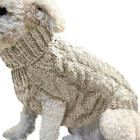Small Dog Sweater Knitwear Turtleneck& Warm Dog Sweaters For Small Dogs Pet Small Dog Cat Chihuahua Autumn Winter Sweater Knitwear Clothes Blouse Outfit Skin,Beige,L