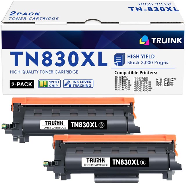 Cartucho de tóner TRUINK TN830XL negro de alto rendimiento, paquete de 2