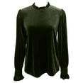 thumbnail image 5 of XIAOCHA Women's Velvet Blouses Long Sleeve Ruffle Neck Smocked Pullover Top Elegant Party Tops, 5 of 5