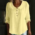 thumbnail image 6 of Craaazy Women's Casual Loose Lapel Solid Color Fashion Button V-Neck T-shirts Gifts, 6 of 9