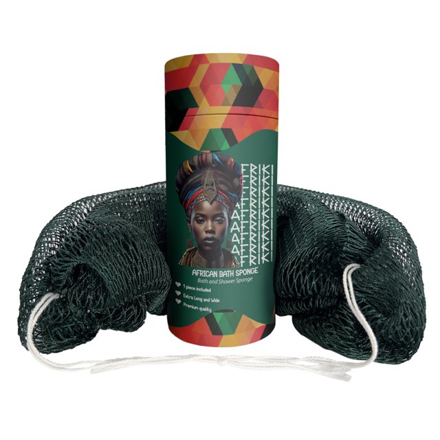 AFRIKI Esponja de red africana Auténtica esponja exfoliante africana Depurador de espalda de propiedad negra 45 pulgadas de largo para pieles normales a sensibles para uso diario Colección original