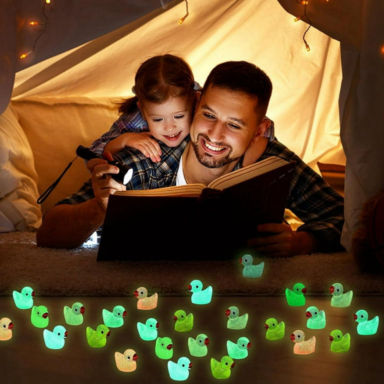 50 pezzi Mini anatre in resina luminose, anatre in miniatura che