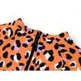 thumbnail image 3 of Serdomi Girls' Big Kid Long-Sleeve One-Piece Swimsuit Rash Guard - Orange Leopard Cutout Midriff Zipper Size 8, 3 of 7