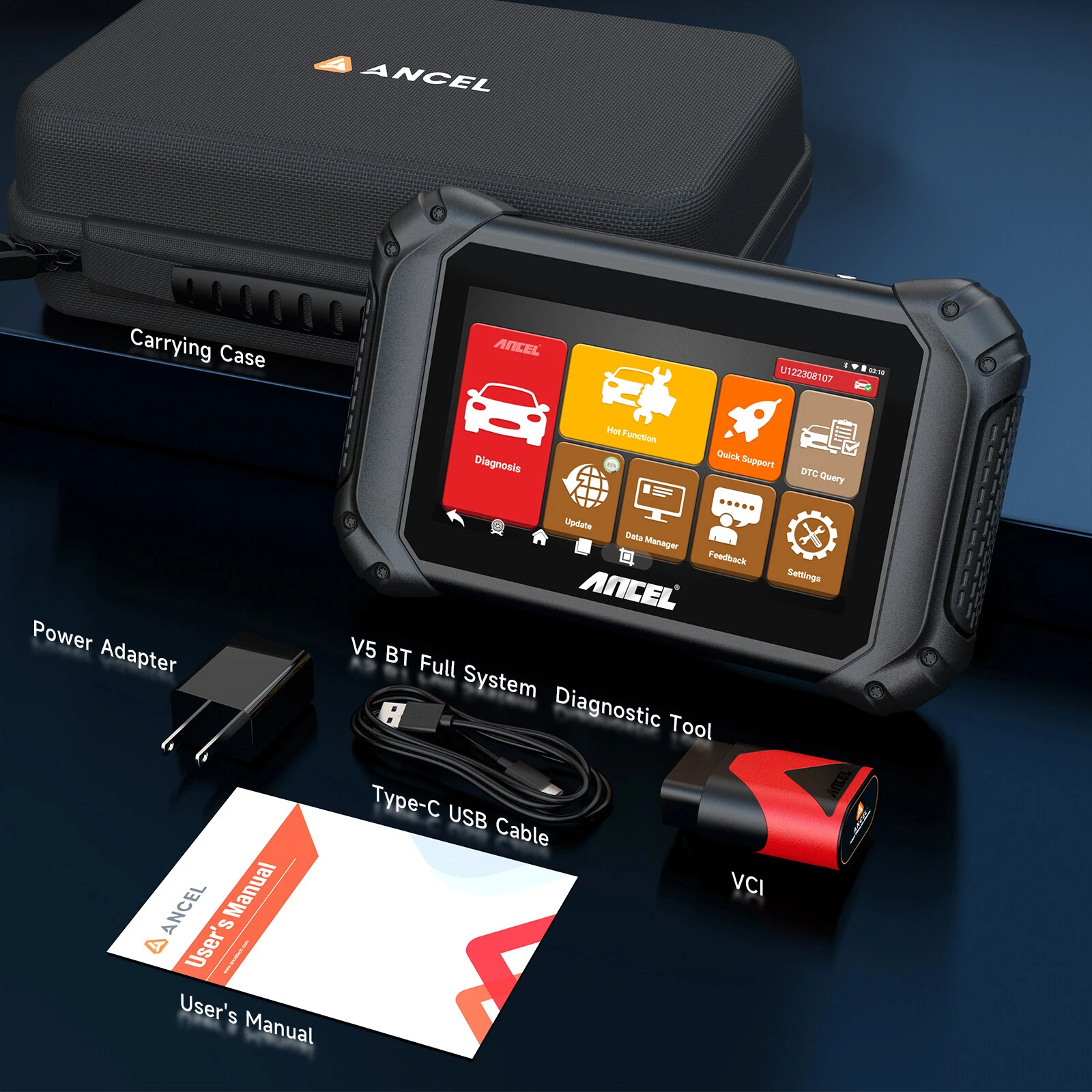 [Second Hand] Ancel  Bidirectional OBD2 Scanner Bluetooth All System Diagnostic Scan Tool(Gift:1 Pcs Brake fluid changer)
