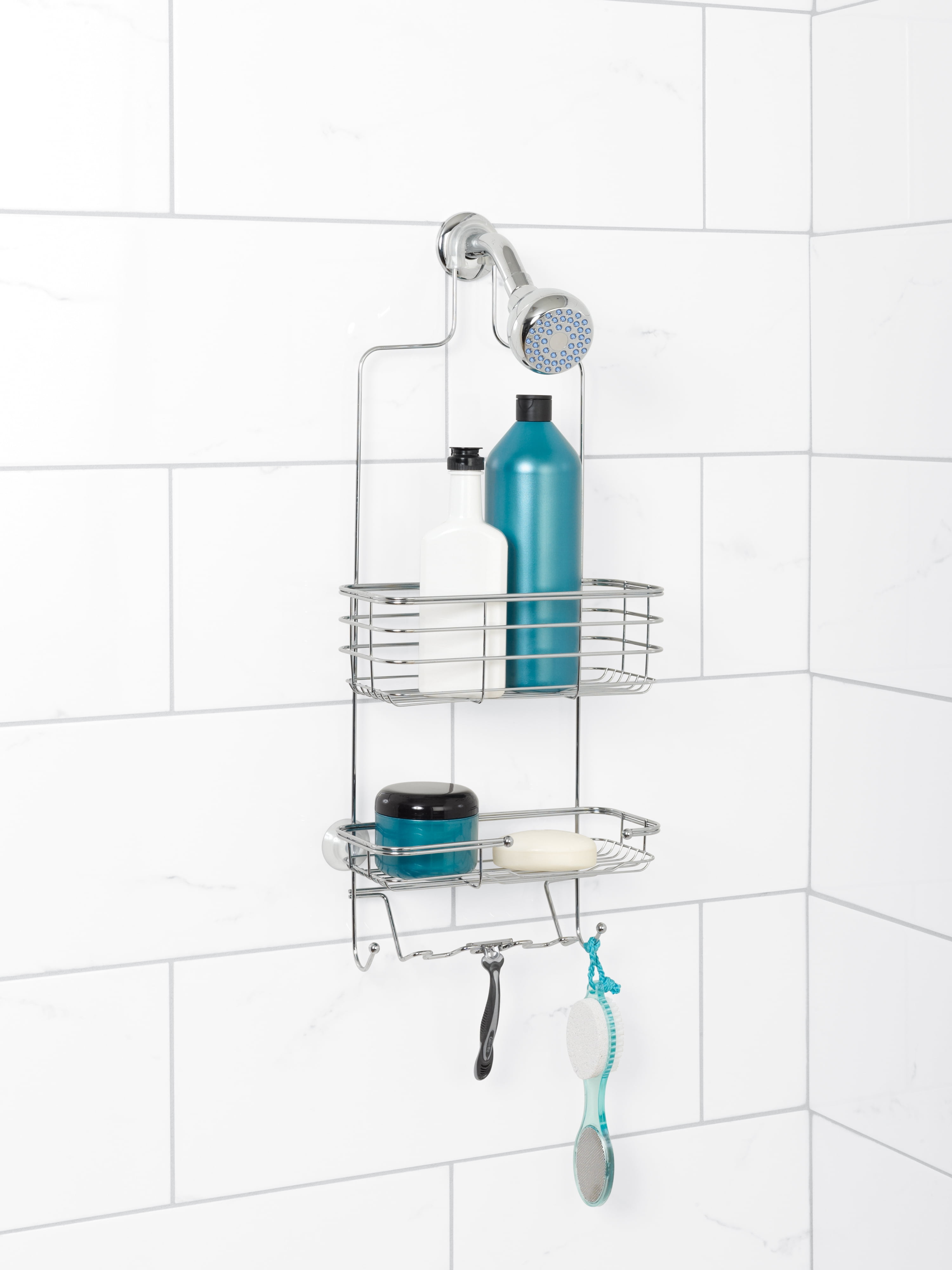 Zenna Home Over-The-Showerhead Caddy 2-Styles Expandable Hanging Shower Shelf 