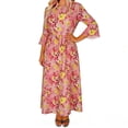 thumbnail image 1 of Mujeres Cuello Redondo Vestido Impreso Casual de Manga Corta Ligero Tejido Fluido para el Uso Diario de Primavera Verano, 1 of 7