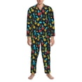 thumbnail image 3 of Haiem Colorful Pineapple Pattern Men’s Long-sleeve Sleepwear,Sleepwear Set,2-piece Loungewear Set,Soft PJs Comfy Nightwear with Pockets-Medium, 3 of 7