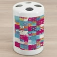 thumbnail image 1 of Modern Art Ceramic Toothbrush Holder, Abstract Motif with Dots with Squares and Chevron Lines Urban Art Design Print, Versatile Countertop for Bathroom, 4.5" X 2.7", Multicolor, by Ambesonne, 1 of 4