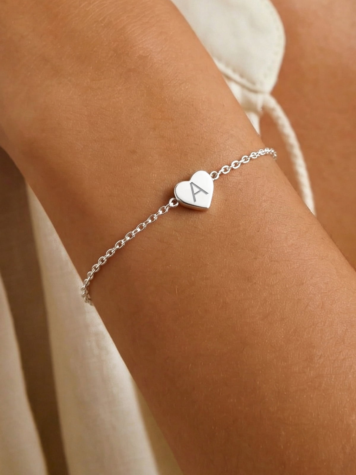 Silvora Initial Heart Bracelet for Women 925 Sterling Silver Chain Bracelets Charms Bracelets Birthday Anniversary Jewelry Gift for Daughter Girlfriend - Letter A