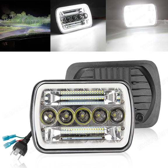 Quayub Pair For Nissan Hardbody D21 Pickup 5X7" 7x6" inch LED Headlights Hi/Lo Beam DRL