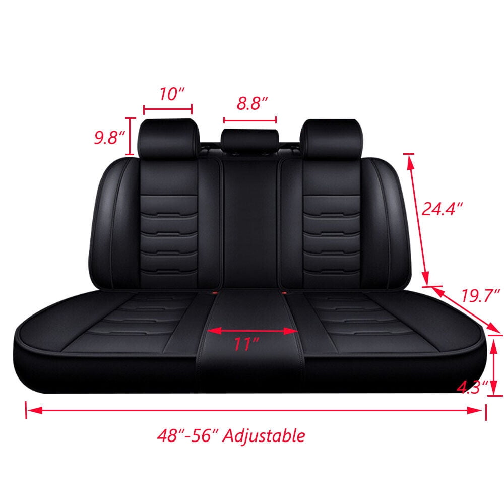 Car Seat Covers Leather Front Back 5 Seats Full Set Auto Cushion Pad Protector Fit Most Car Truck SUV Vans (Black)