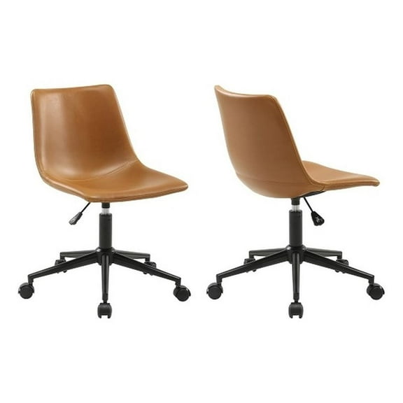 Plata Import Leary Task Chair in Tan Faux Leather