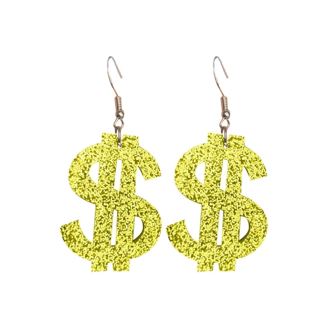 Dollar Sign Shape Earrings Modern HipHop Accessory for Everyday Wear - Acrylic Craftsmanship and Symbolic Design for All Ages