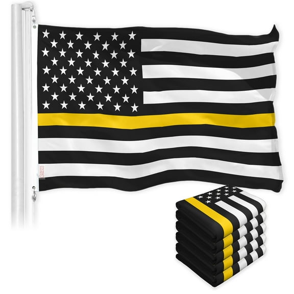 Thin Yellow Line American Flag 3x5FT 5-Pack Printed 150D Polyester By G128