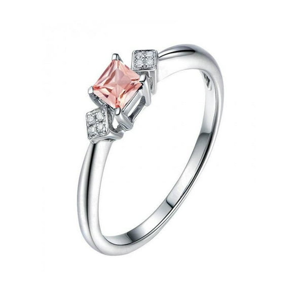 Beautiful Morganite and Diamond Engagement Ring in 14k White Gold affordable morganite and diamond engagement ring